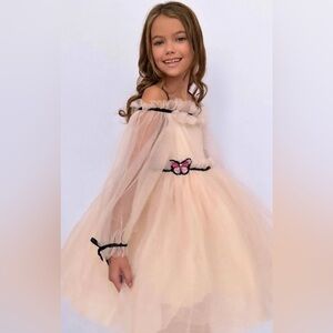 Lola + The Boys Beige Off-Shoulder Butterfly Dream Dress Size 8